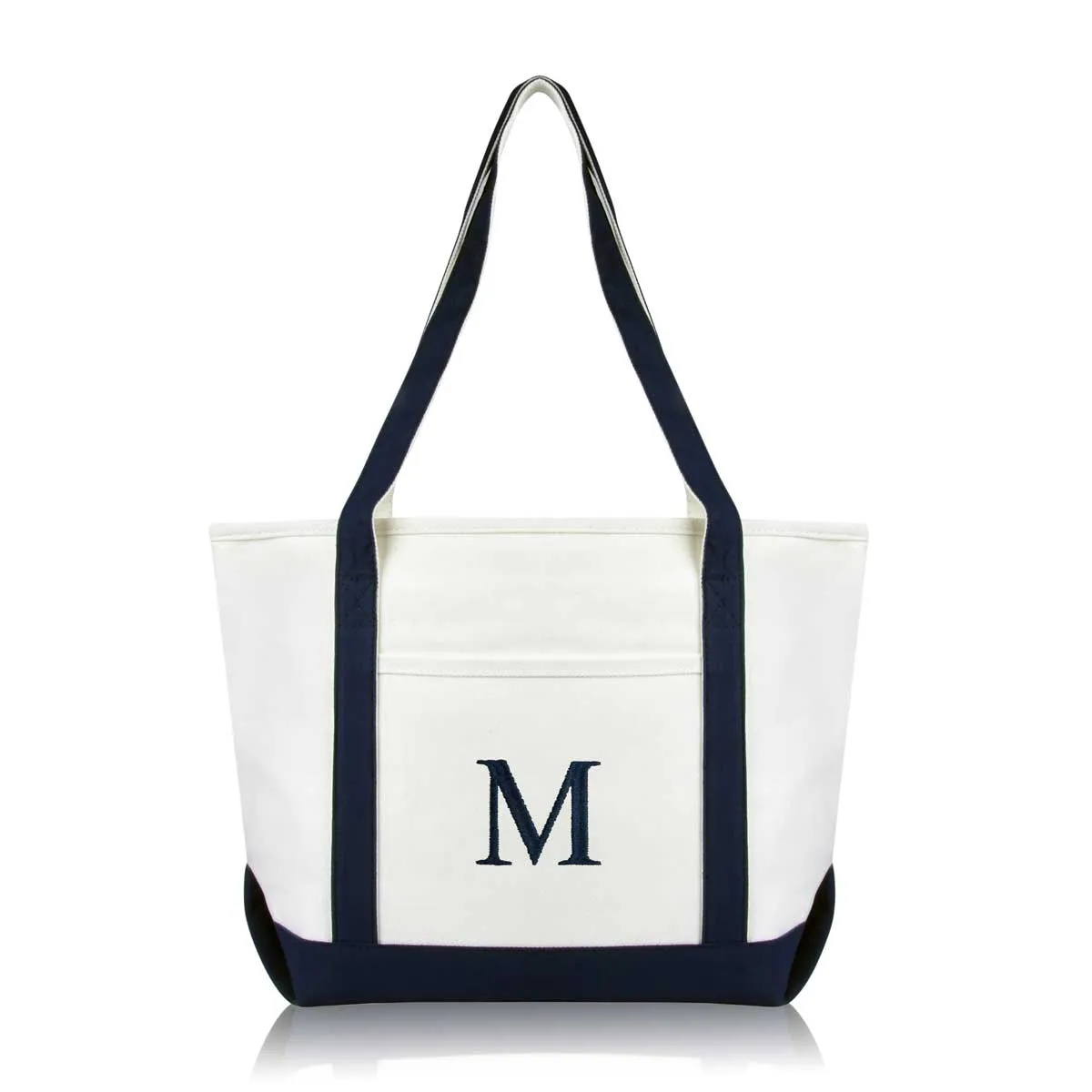 Dalix Medium Personalized Tote Bag Monogrammed Initial Letter - M