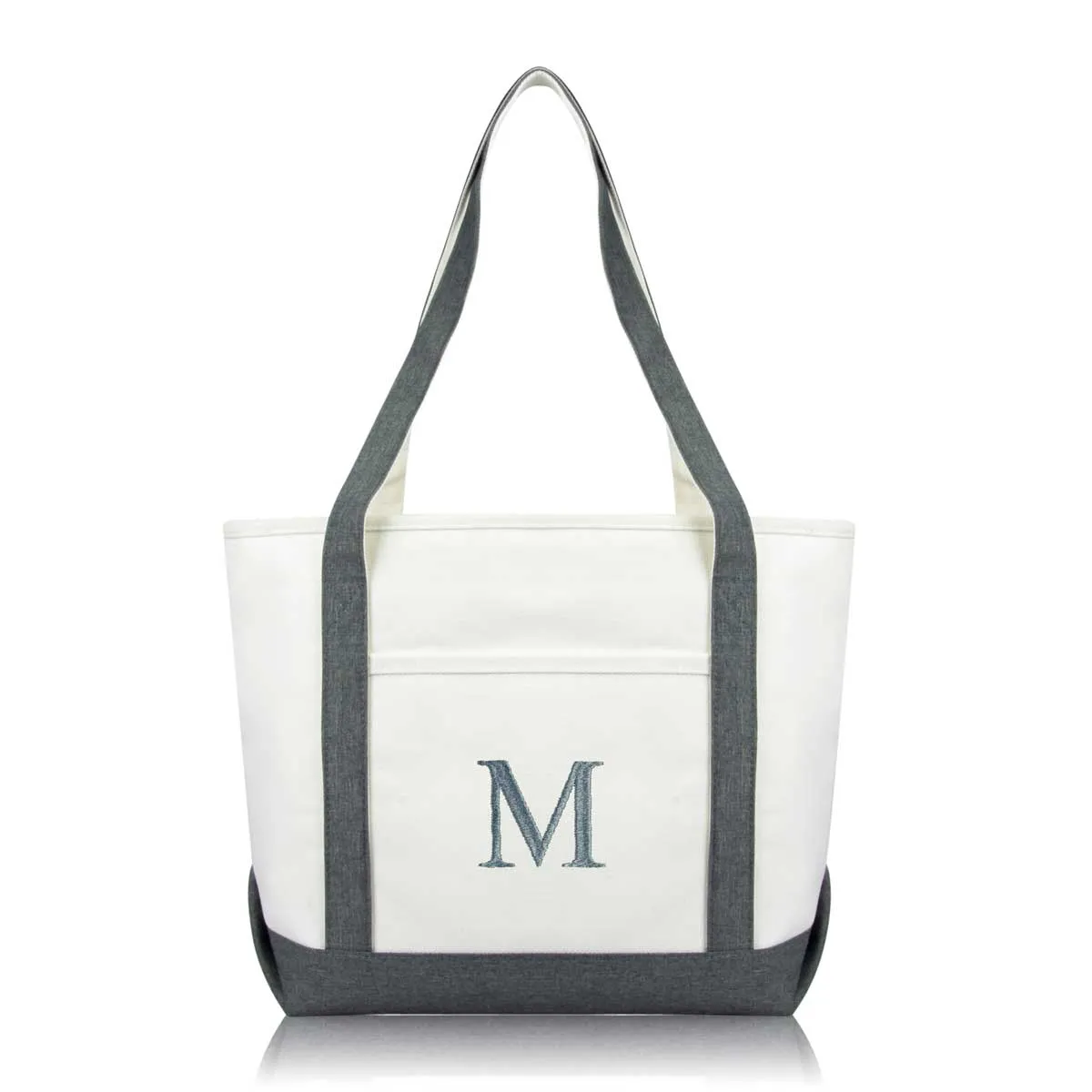 Dalix Medium Personalized Tote Bag Monogrammed Initial Letter - M