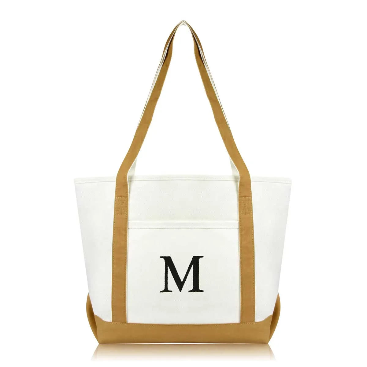 Dalix Medium Personalized Tote Bag Monogrammed Initial Letter - M