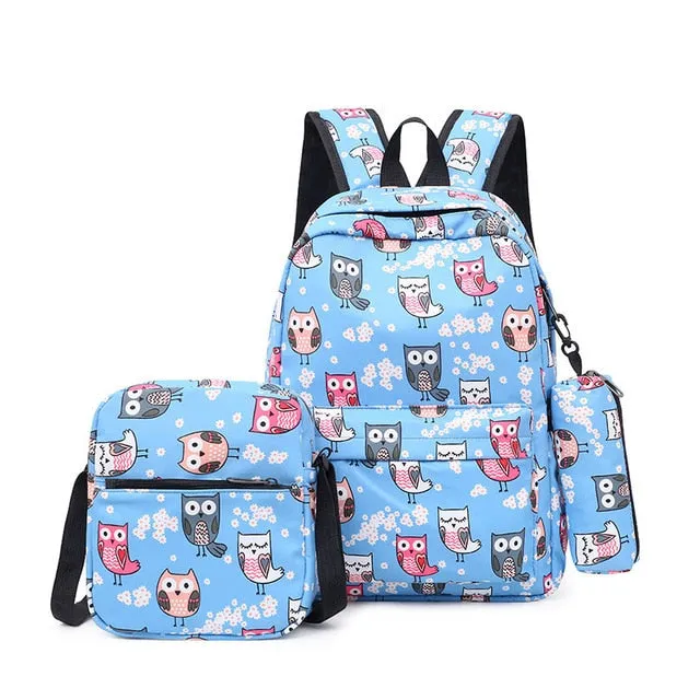 deanwangkt 3pcs/set Printing School Bags Backpacks Schoolbag Fashion Kids Lovely Backpack For Children Girls School bag Student Mochila sac