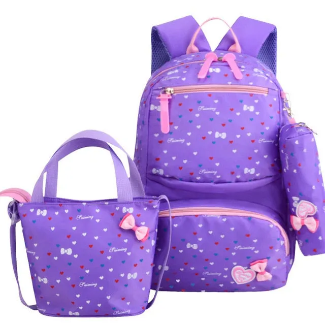 deanwangkt 3pcs/set Printing School Bags Backpacks Schoolbag Fashion Kids Lovely Backpack For Children Girls School bag Student Mochila sac