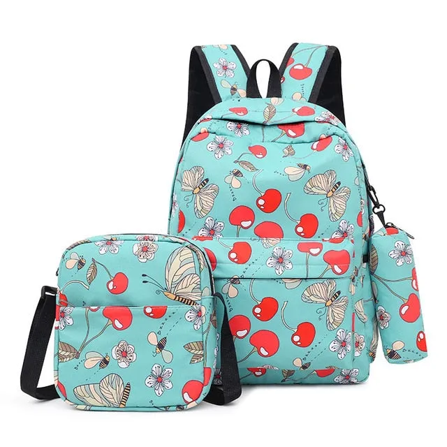 deanwangkt 3pcs/set Printing School Bags Backpacks Schoolbag Fashion Kids Lovely Backpack For Children Girls School bag Student Mochila sac