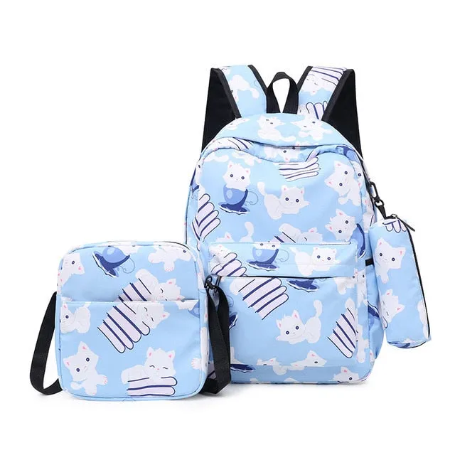 deanwangkt 3pcs/set Printing School Bags Backpacks Schoolbag Fashion Kids Lovely Backpack For Children Girls School bag Student Mochila sac