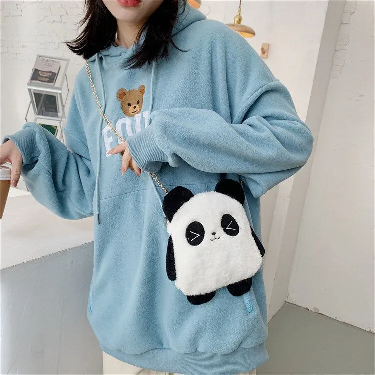 deanwangkt Small Bag For Women  Lovely Panda Bag Plush Soft Purses Crossbody Bags Chain Strape Shoulder Bag Women Phone Bag Bolsa Mujer