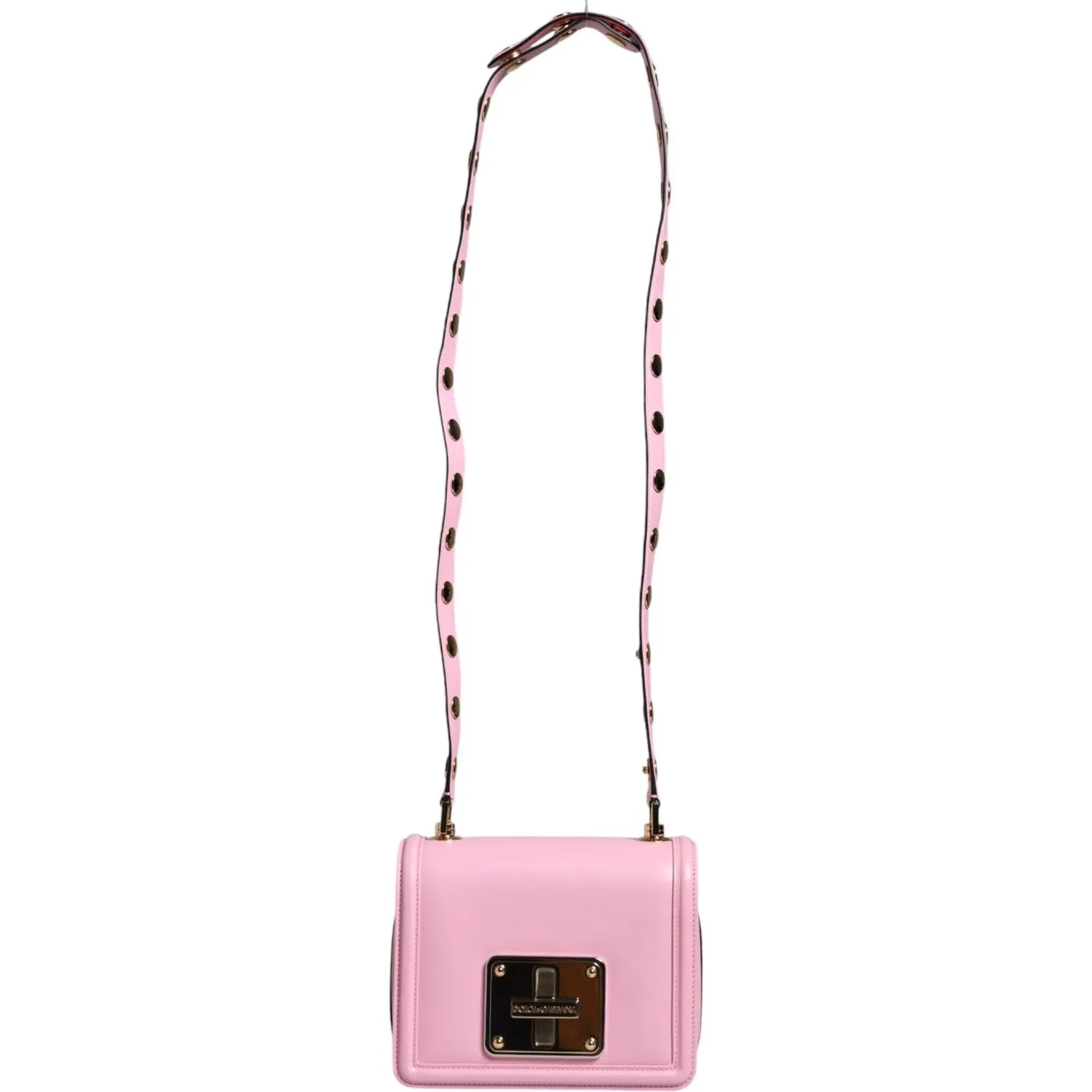 Dolce & Gabbana Baby Pink LOLA Leather Studded Crossbody Strap Bag