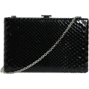 Dolce & Gabbana Black Leather Silver Frame Clutch Mini Crossbody Bag