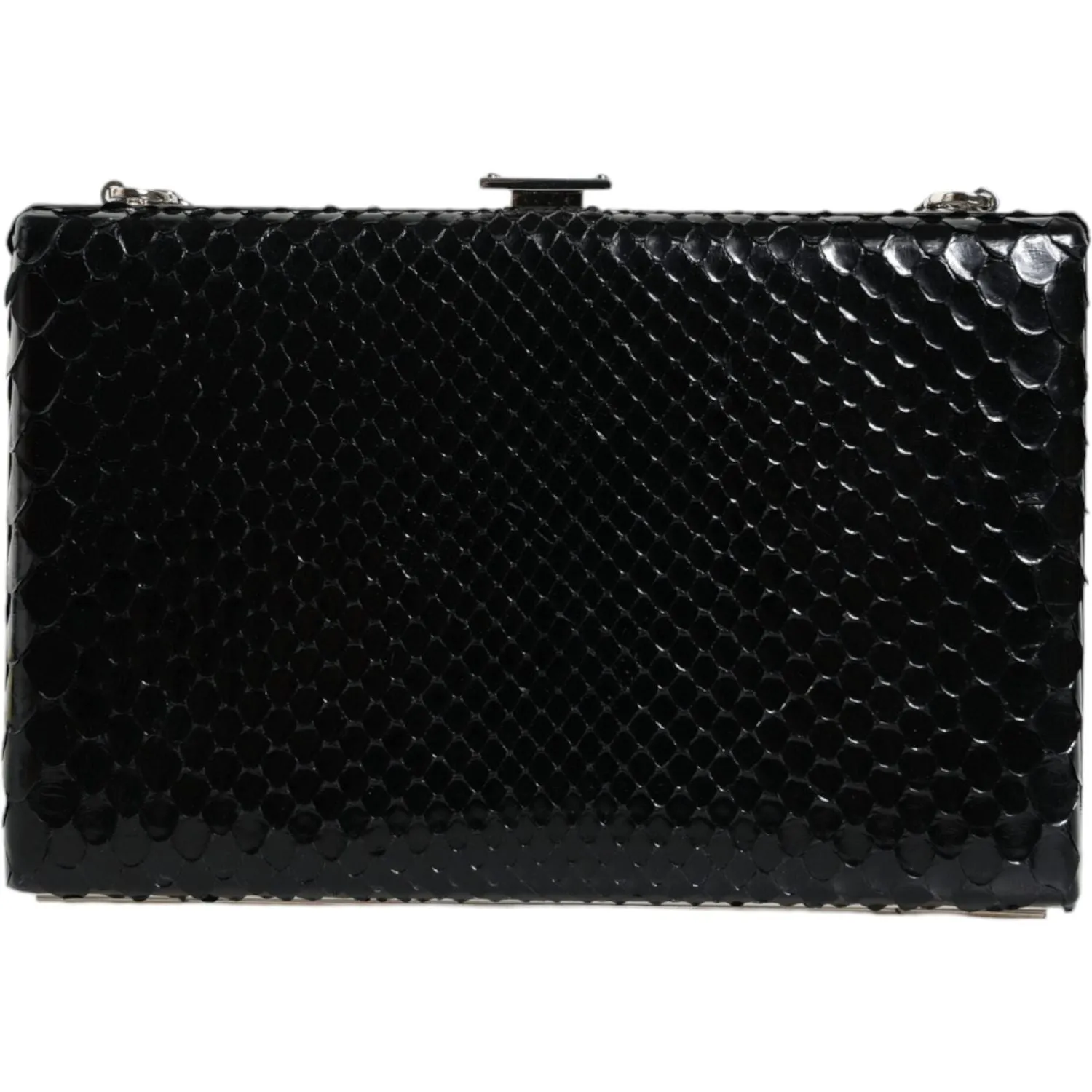 Dolce & Gabbana Black Leather Silver Frame Clutch Mini Crossbody Bag