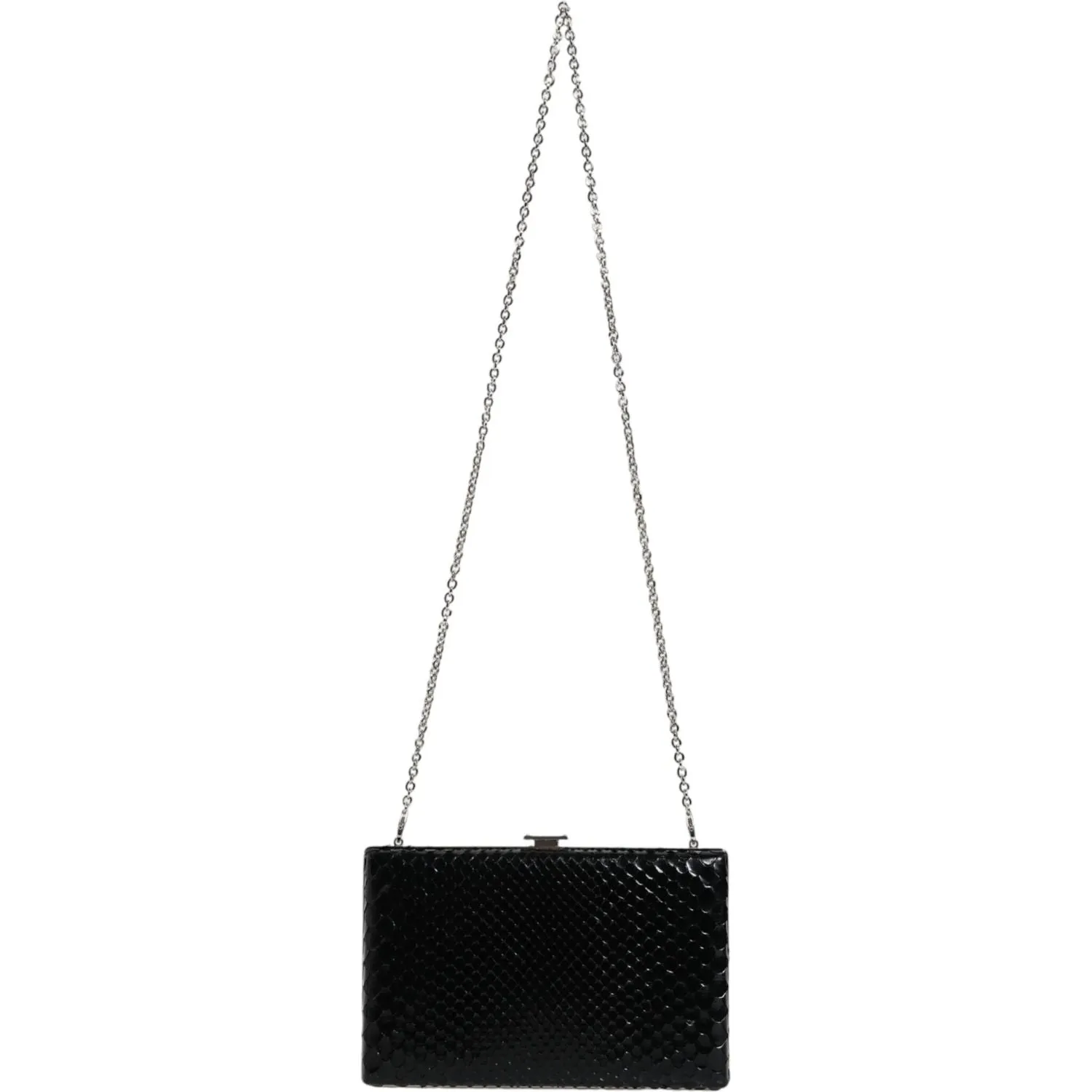 Dolce & Gabbana Black Leather Silver Frame Clutch Mini Crossbody Bag