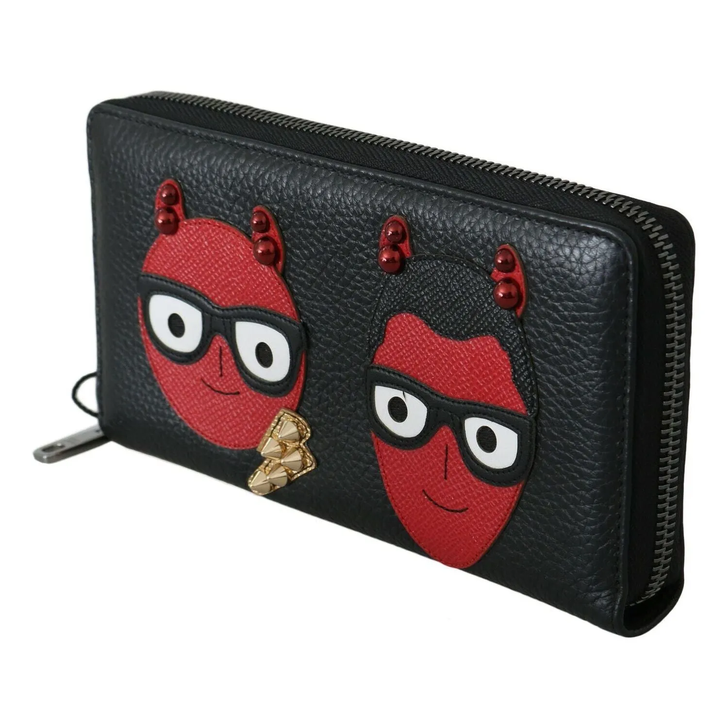 Dolce & Gabbana Chic Black and Red Leather Continental Wallet