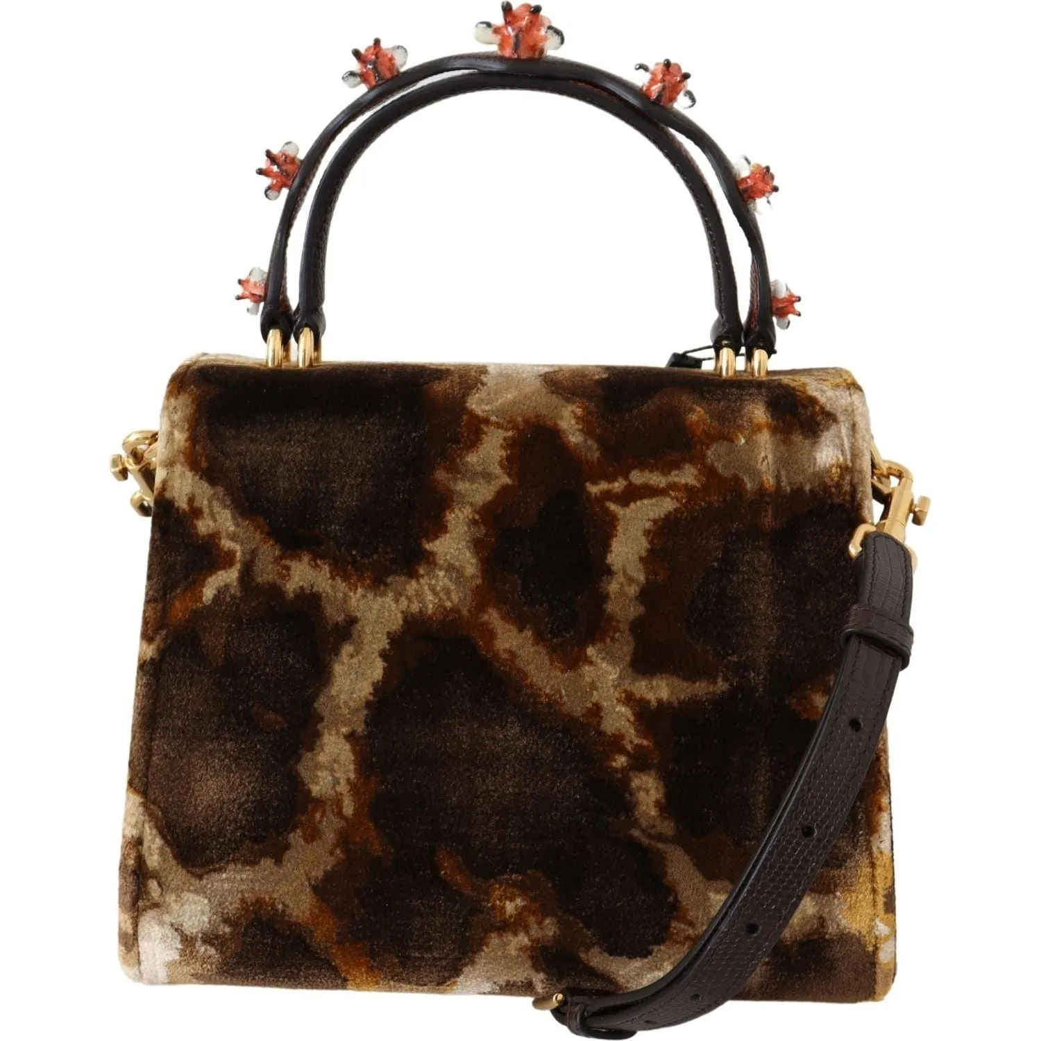 Dolce & Gabbana Elegant Giraffe Pattern Welcome Bag with Gold Accents