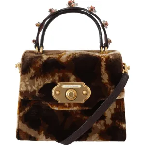 Dolce & Gabbana Elegant Giraffe Pattern Welcome Bag with Gold Accents