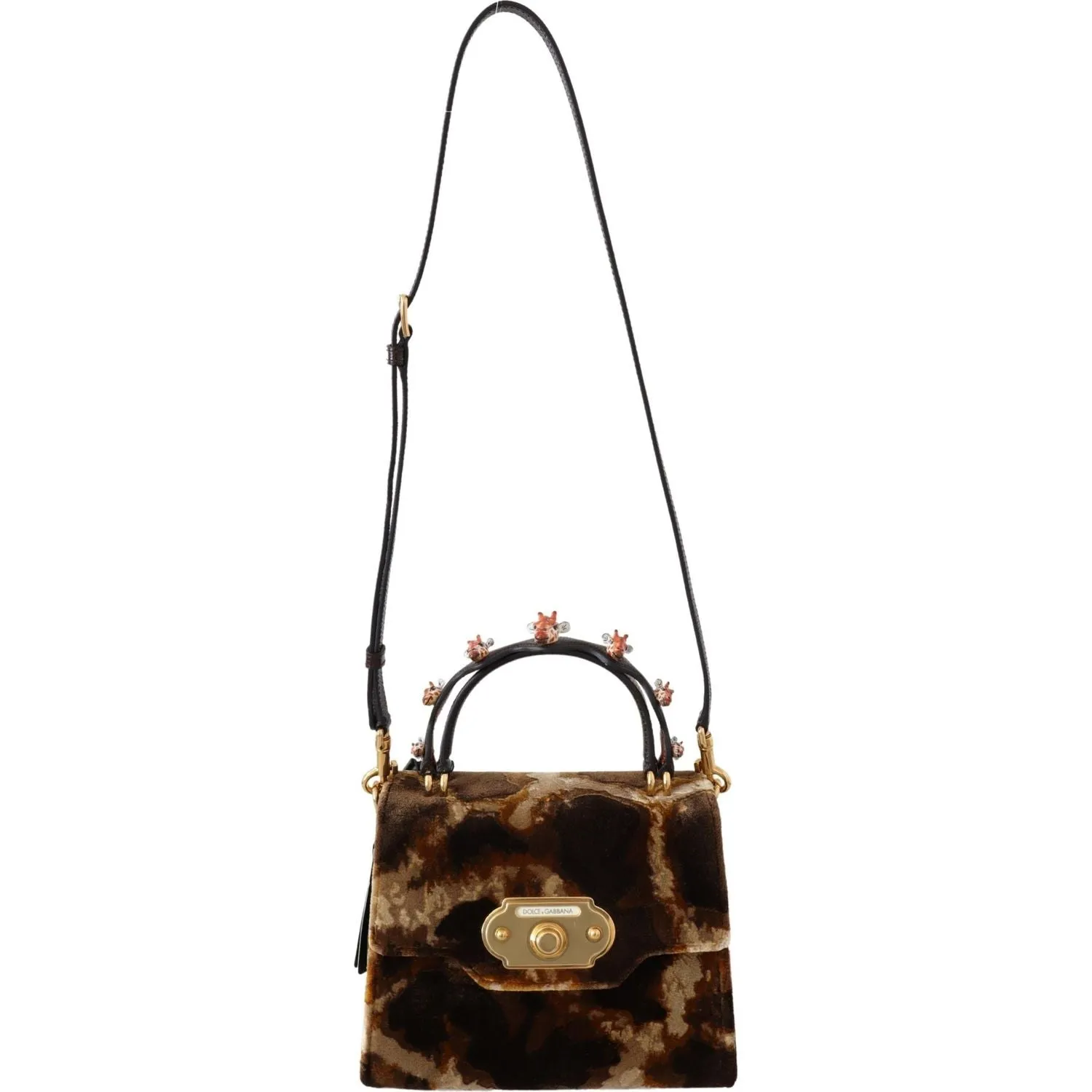 Dolce & Gabbana Elegant Giraffe Pattern Welcome Bag with Gold Accents