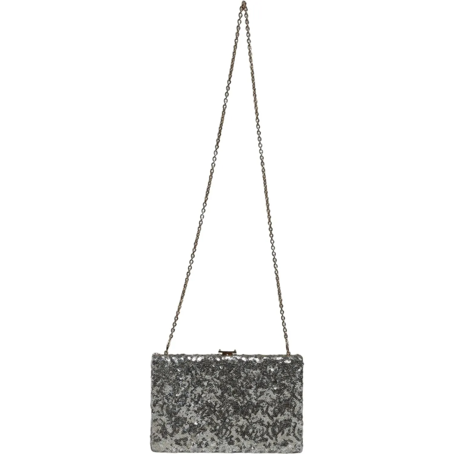 Dolce & Gabbana Silver Sequined Clutch Evening Crossbody Bag