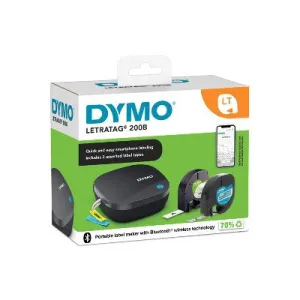 Dymo LetraTag 200B Bluetooth Label Maker Black with 2pk Assorted Label Tapes