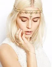 Fashion Indian Boho Head Chain Pearl Dress