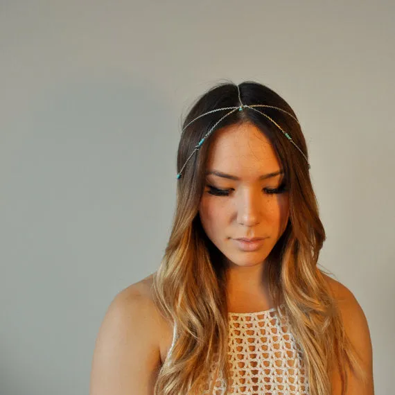 Fashion Indian Boho Head Chain Pearl Dress