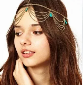 Fashion Indian Boho Head Chain Pearl Dress