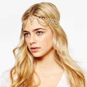 Fashion Indian Boho Head Chain Pearl Dress