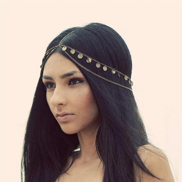 Fashion Indian Boho Head Chain Pearl Dress