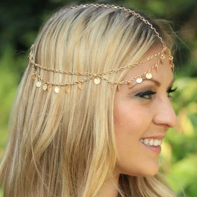 Fashion Indian Boho Head Chain Pearl Dress