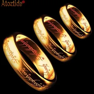 Gold Color Women Men Stainless Steel the One Lord of the Power Rings Hobbit Letter Midi Ring Fashion Gift