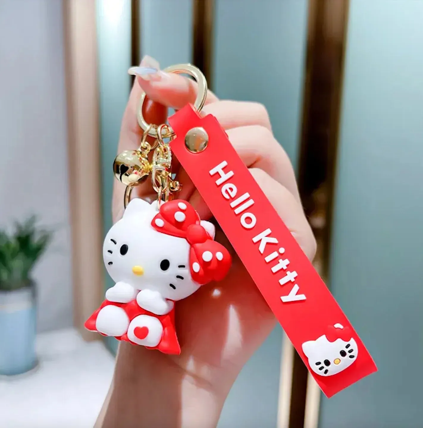 Hello Kitty Red Sitting | 3D Lanyard Keychain | Silicone