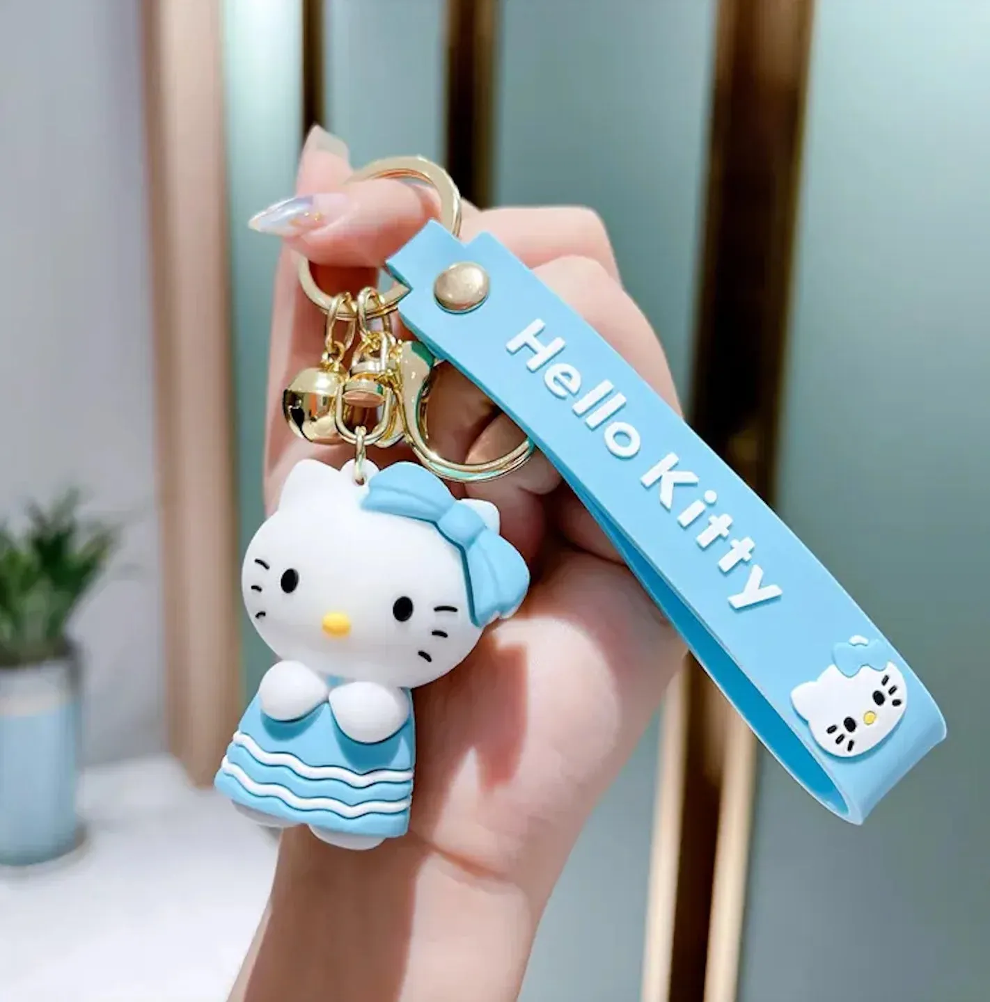 Hello Kitty Sky Blue Standing | 3D Lanyard Keychain | Silicone