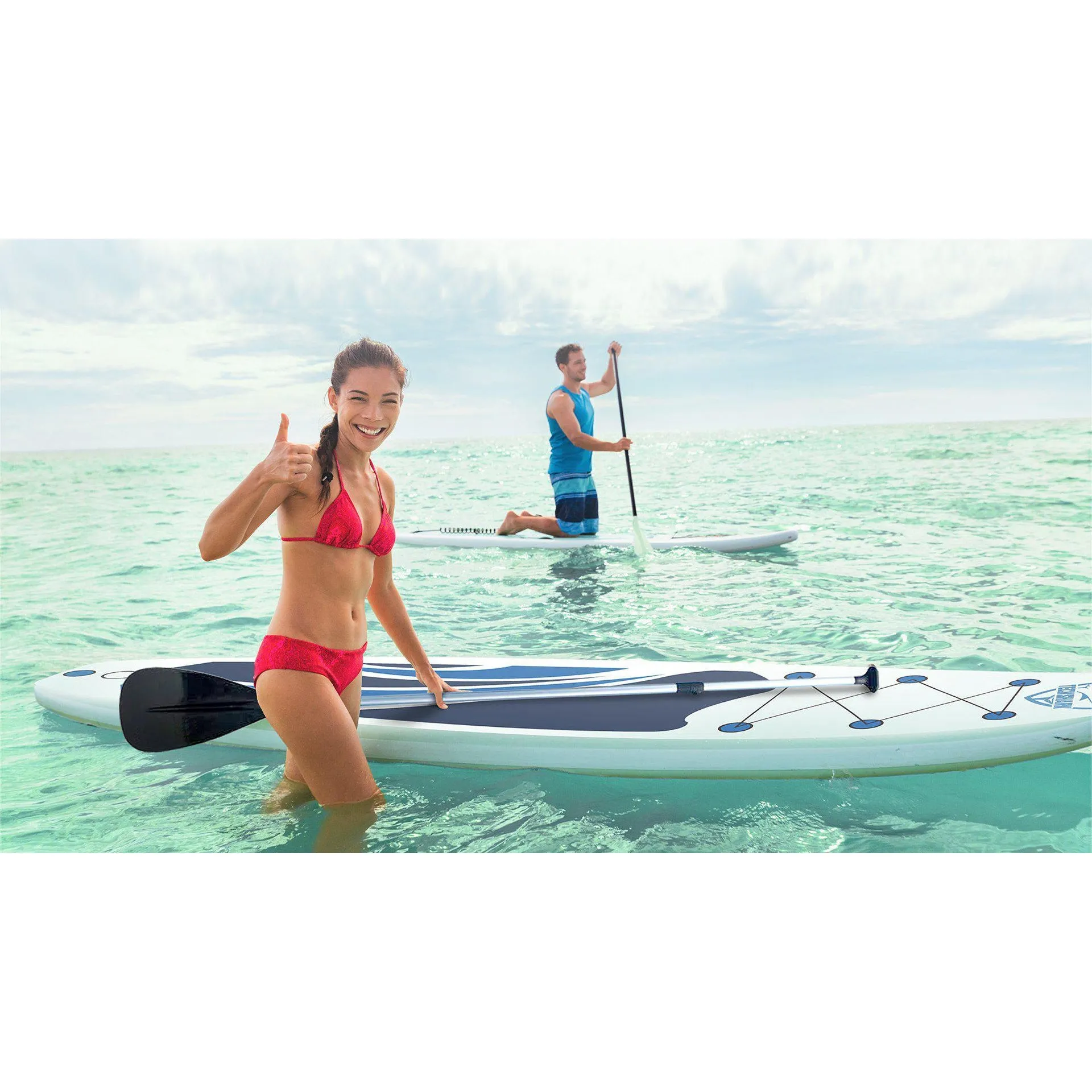 Inflatable Paddle Board Kit with Pump, Paddle, Carry Bag, and More