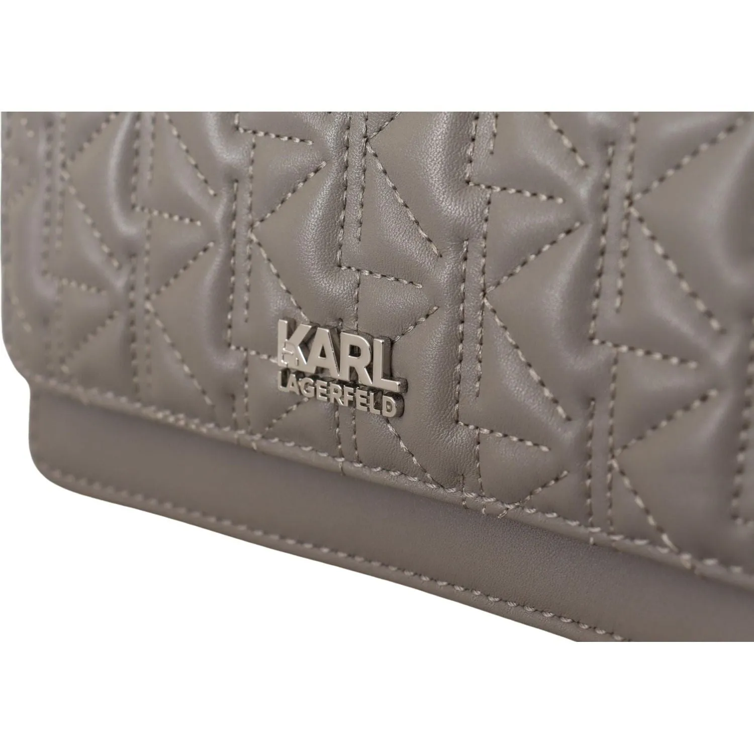 Karl Lagerfeld Elegant Grey Leather Crossbody Bag