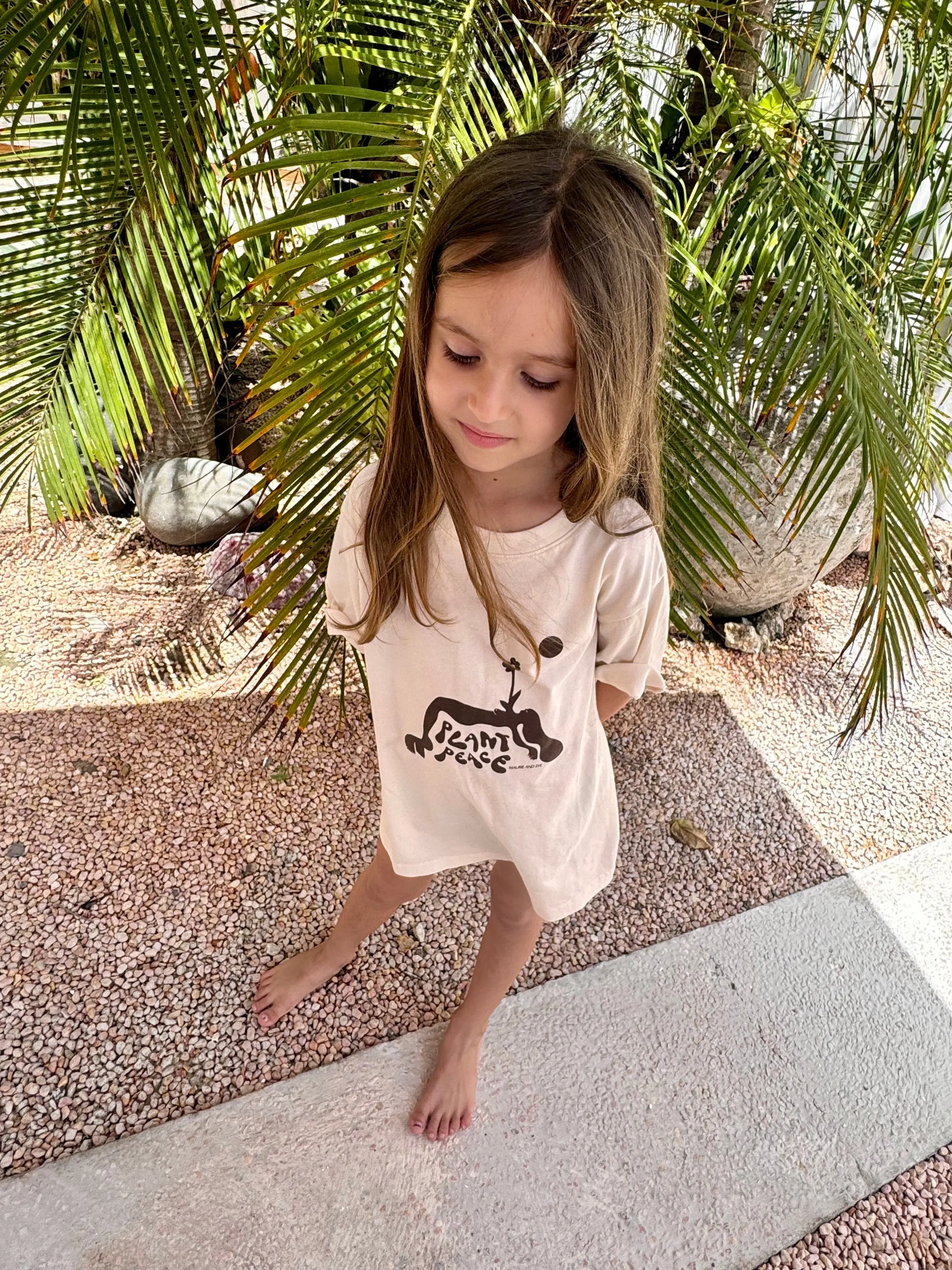 KIDS PLANT PEACE TEE - CREAM