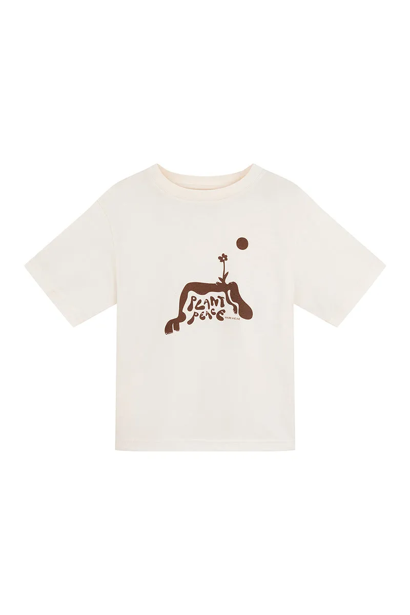 KIDS PLANT PEACE TEE - CREAM