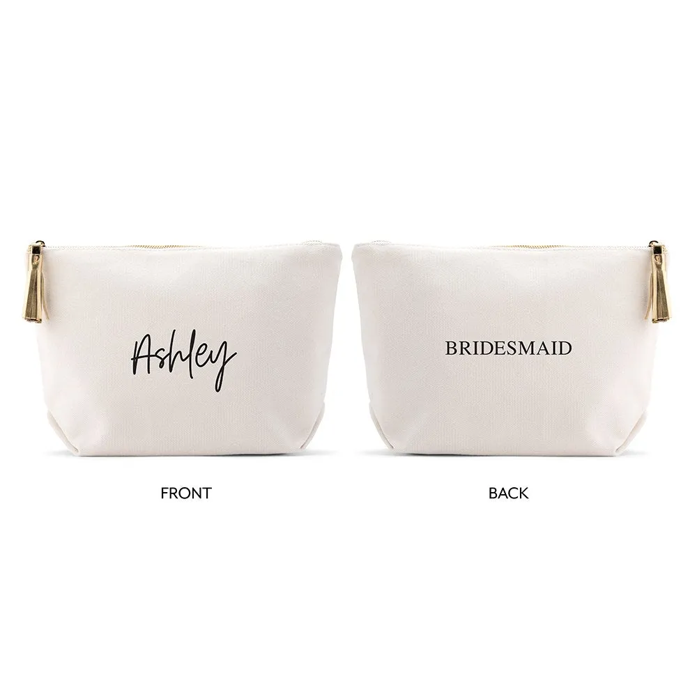 LARGE PERSONALIZED CANVAS MAKEUP & TOILETRY BAG FOR  WOMEN - SCRIPT FONT