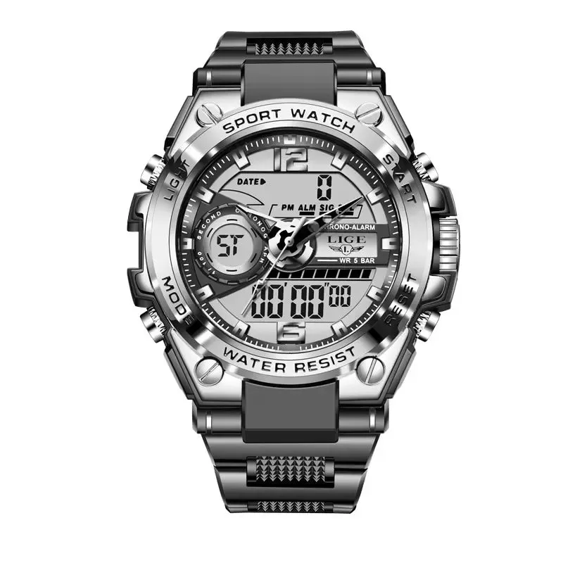 LIGE Men Military Watch Digital Sport Watch