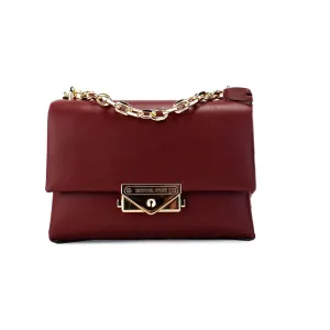 Michael Kors Cece Small Dark Cherry Vegan Leather Convertible Flap Crossbody Bag