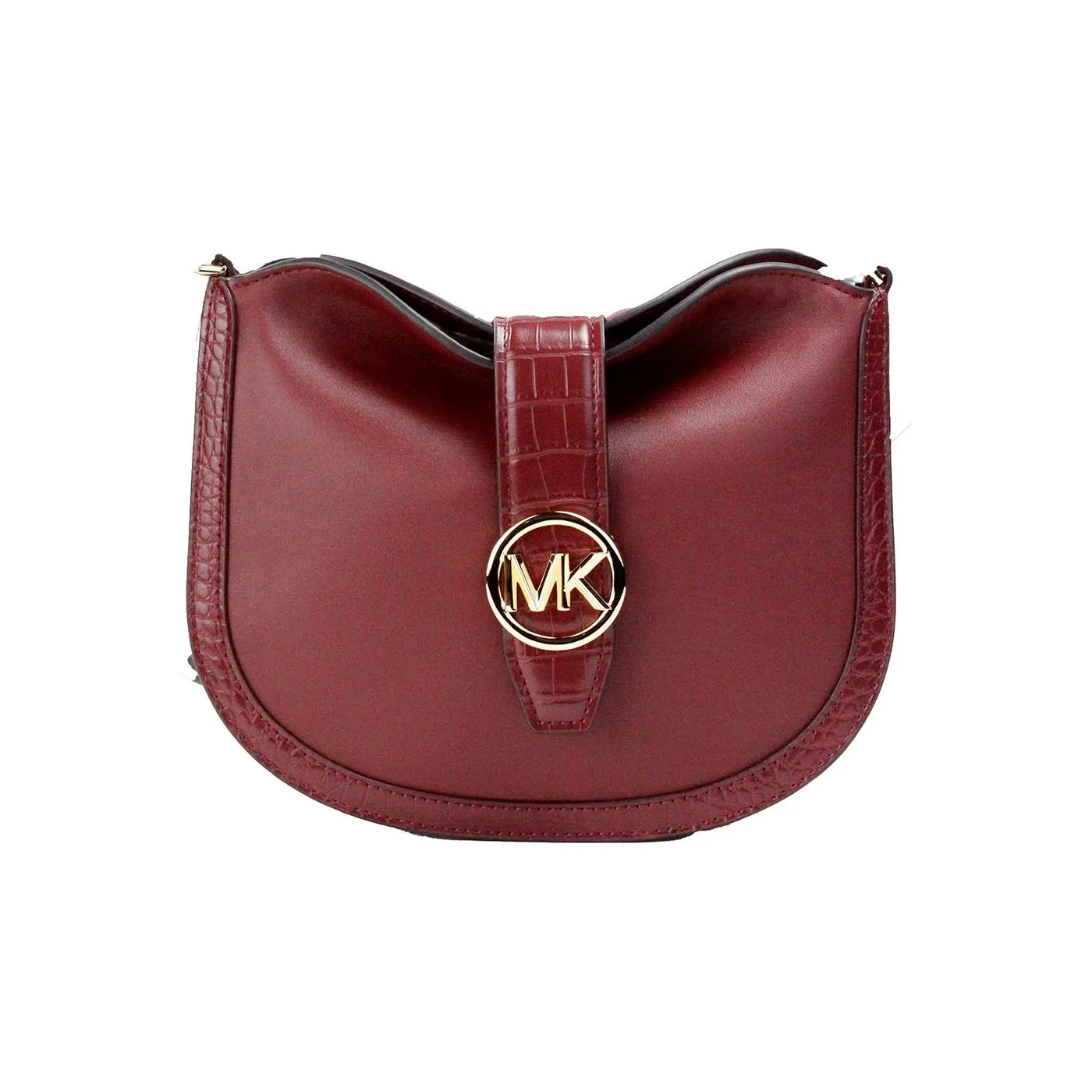 Michael Kors Gabby Small Dark Cherry Leather Foldover Hobo Crossbody Bag