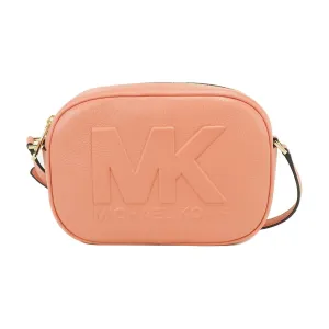 Michael Kors Jet Set Travel Medium Sherbert Leather Oval Camera Crossbody Bag