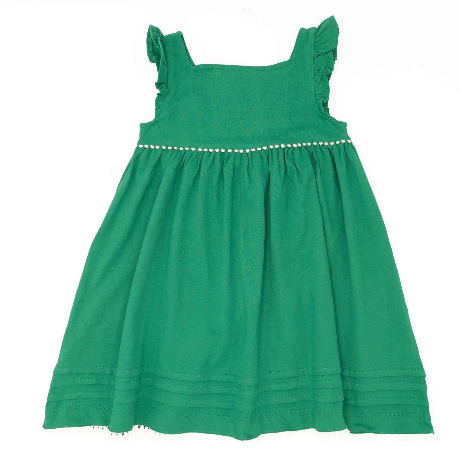 Mini Boden Girls Green Sleeveless Summer Jersey Frill Dress