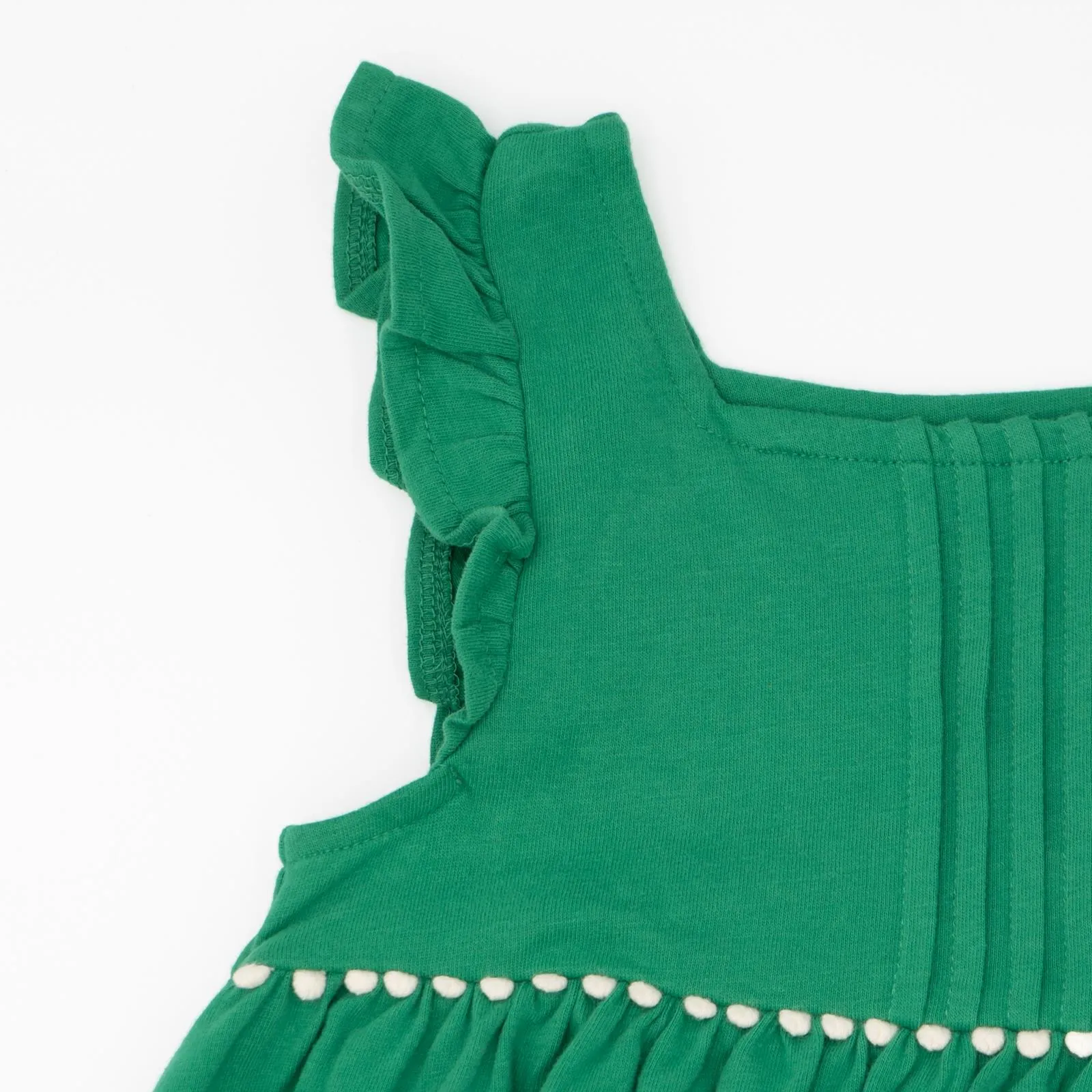 Mini Boden Girls Green Sleeveless Summer Jersey Frill Dress