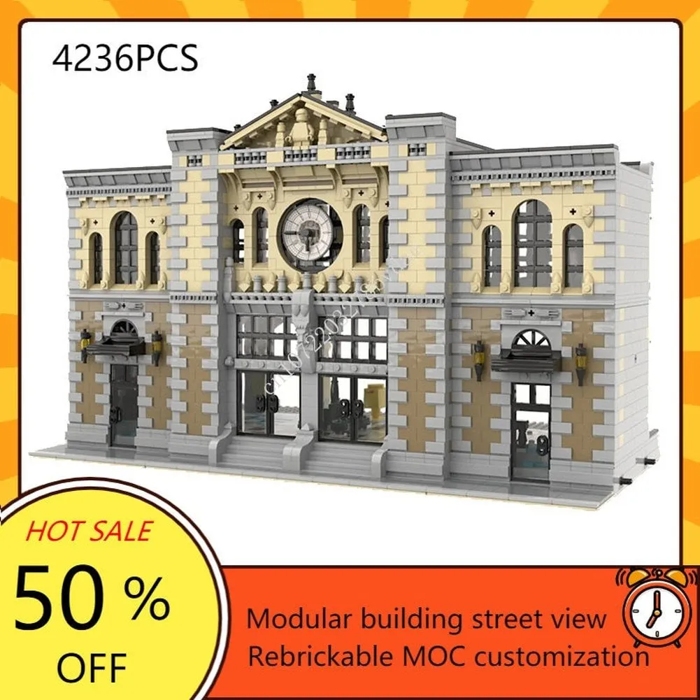 MOC  Compatible  NEW 4236PCS Street View Moc ModularBuilding The Central Train Station DIY Toy  Blocks  MOC-85866