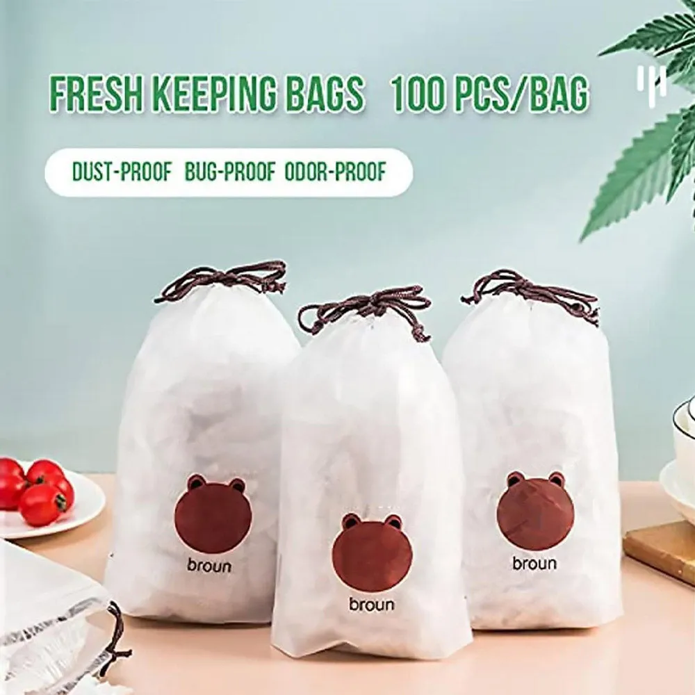 (Net) 100pcs Disposable Food Bowl Cover Bag Storage Bag Dust Fresh Keeping Bags Kitchen Food Multifunctional Use / 5586