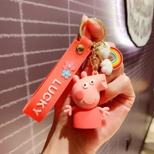 Peppa Pig Female | 3D Lanyard Keychain | Silicone