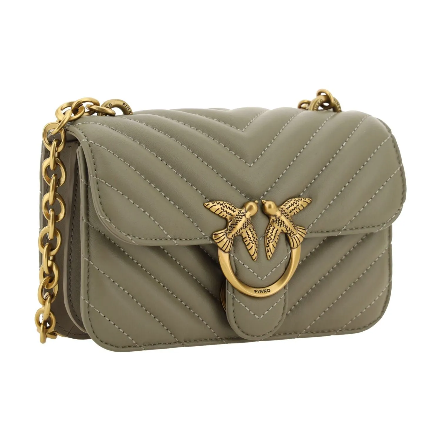 PINKO Chic Mini Love Bell Shoulder Bag in Noce Green