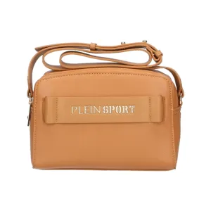 Plein Sport Chic Camel-Toned Crossbody with Double Zip Closure