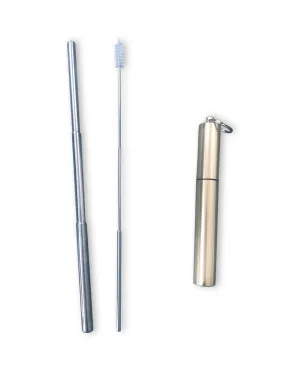 Telescopic S/S Straw   Cleaning Brush Kit Gold